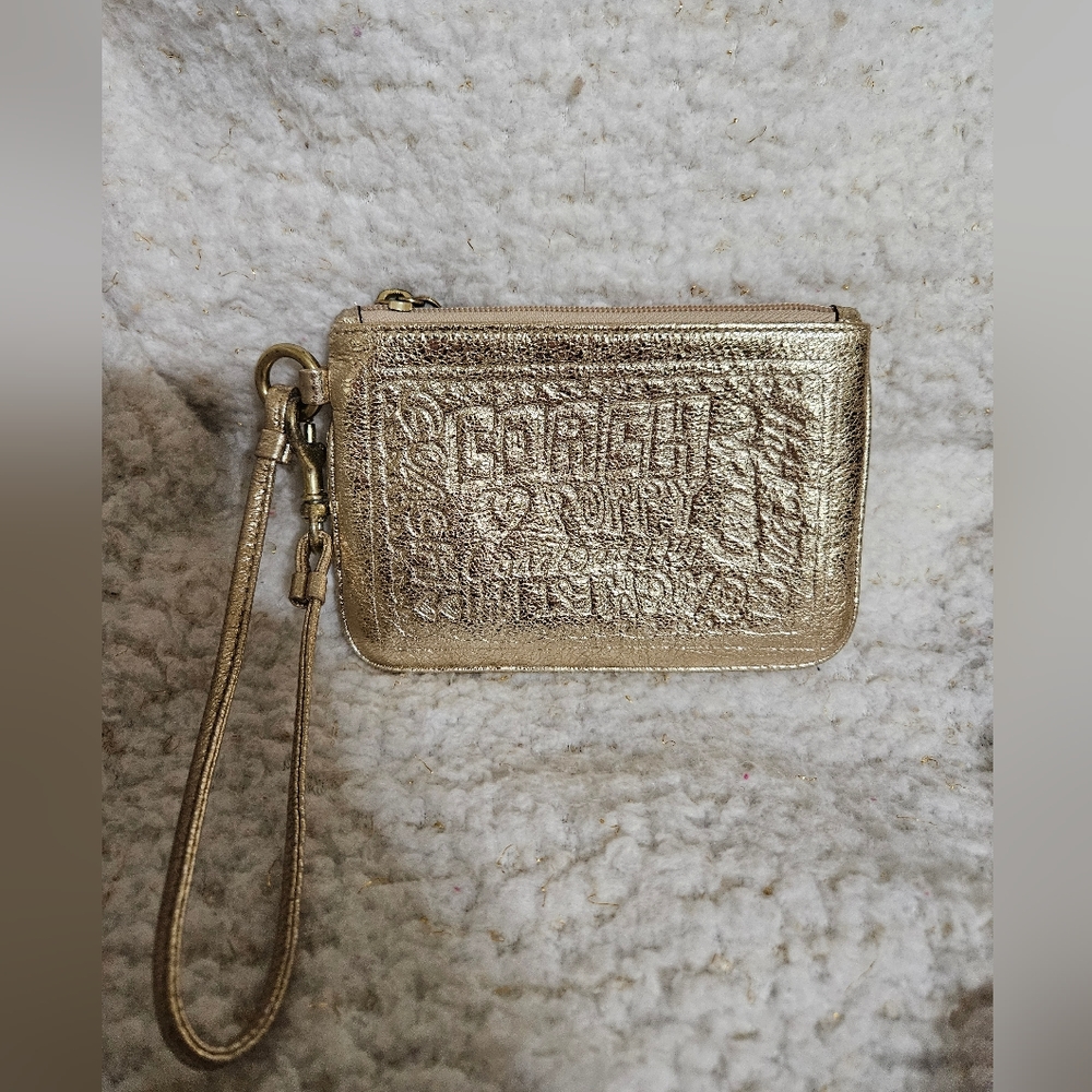 EUC! Coach poppy gold wristlet!